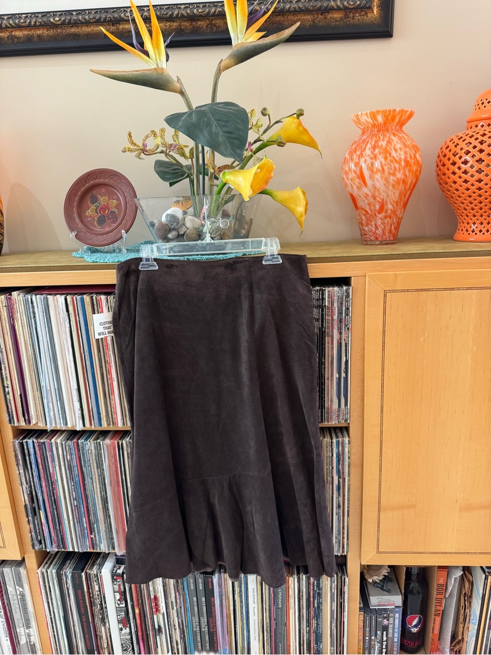PRICE DROP: VTG,NWT, lined BROWNISH GRAPE SUEDE skirt,10, by Provence d’amour
